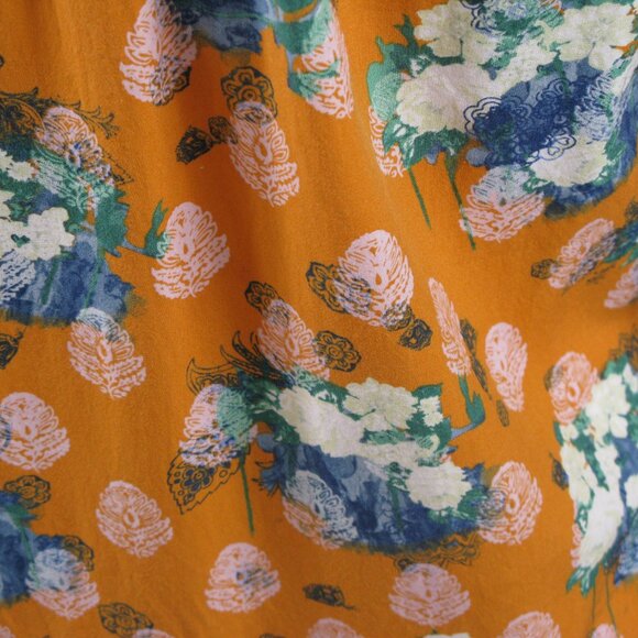 Crosby Orange/Blue Floral Pull Over 3/4 Sleeve Blouse Size Small - Picture 6 of 7
